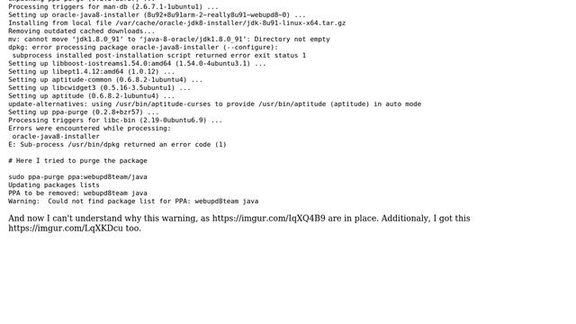 Ubuntu: mv: cannot move jdk1.8.0_91 to java-8-oracle/jdk1.8.0_91 : Directory not empty смотреть онлайн