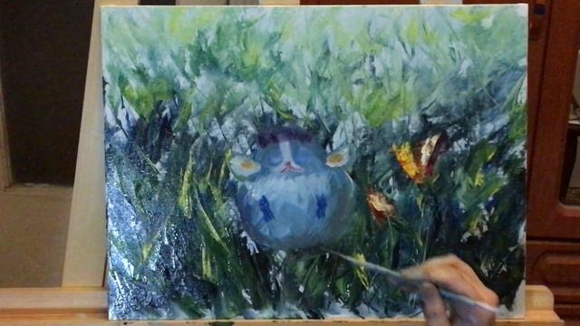 Как поймать вдохновение? Рисую маслом странного чудика. Источники вдохновения. смотреть онлайн