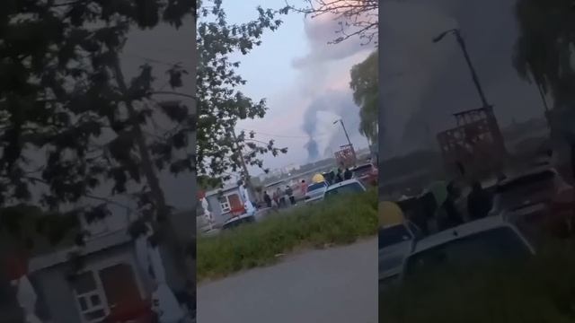 Пожар после удара по заводу "Катион" в Хмельницком/Aftermath of the strike at the "Kation" plant