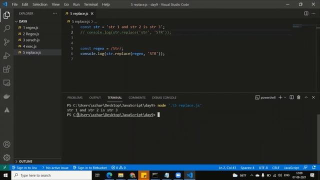 Day 9 Part 2 Javacript replace using Regular expression