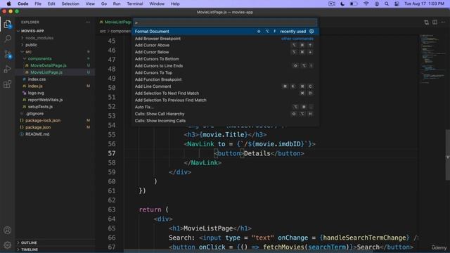 Auto Formatting - React JS for the Absolute Beginner