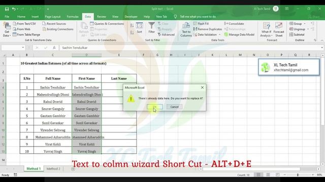 How to split first name and last name in excel | Text to column | Flash fill | Tamil |XL Tech Tamil смотреть онлайн