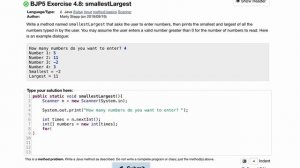 Exercise 4.8 (smallestLargest) Java Tutorial || Practice-It