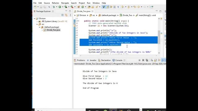 Division of Two Numbers in Java смотреть онлайн