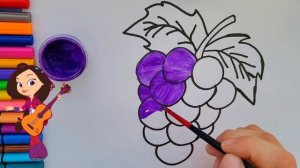 Как нарисовать виноград.  Раскраски для детей.