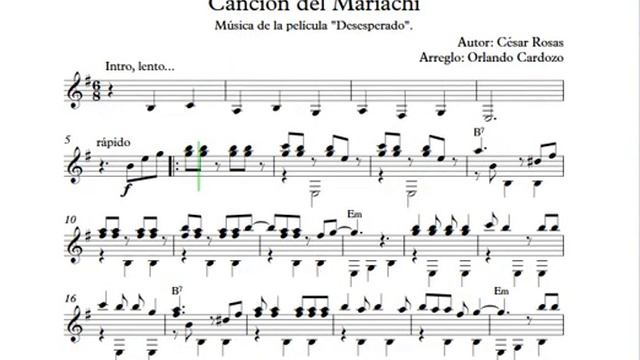 Canción del Mariachi. Guitarra solista (iniciación) смотреть онлайн