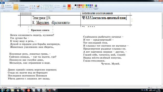 8 кл. "Красная книга" Цитатный план