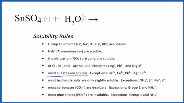 Equation for SnSO4 + H2O смотреть онлайн