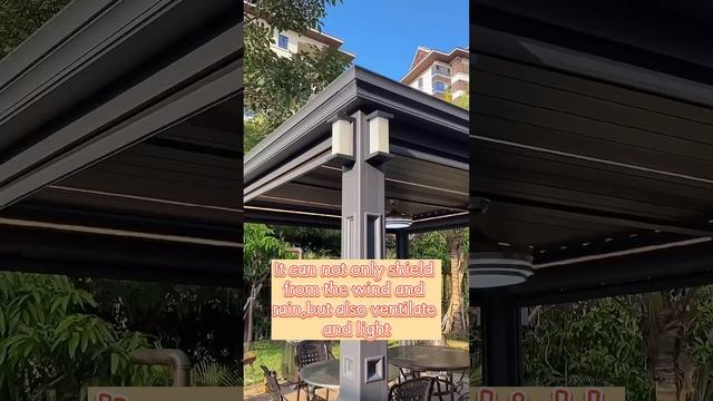 Outdoor Waterproof Pavilion Bioclimatic System Motorized Retractable Louvre Aluminum Pergola