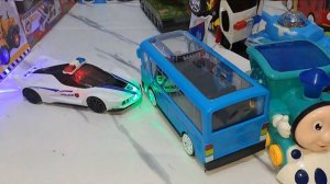 Unboxing Mainan Helikopter Robot, Tayo The Little Bus, Mainan Mobil Polisi Robot, Kereta Thomas