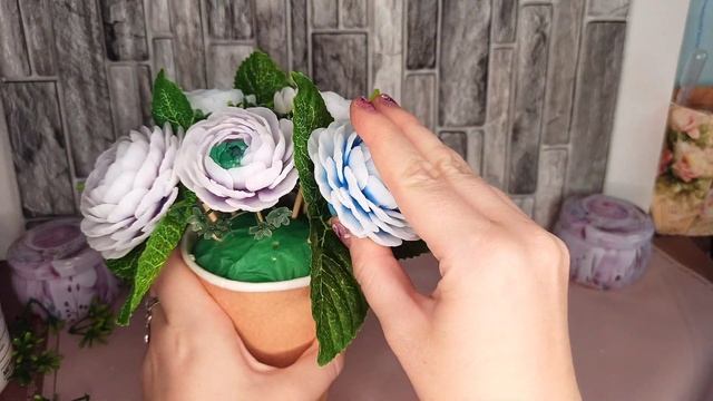 Букет с ранункулюсами из мыла. Нежный букет цветов. Мыловарение. soap. Собираю мыльный букет