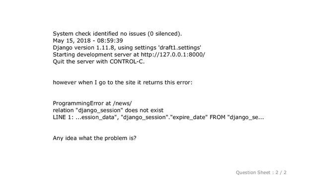 Django : ProgrammingError: Relation 