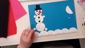 Мастер-класс. Аппликация из ватных дисков "Веселый снеговик"