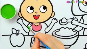 Drawing, Painting and Coloring Baby Feeding Picture for Kids & Toddlers | Watercolor Paintings #225