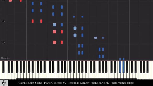 Saint-Saëns - Piano Concerto #2 G minor - 2nd mov. piano part only [Synthesia] - performance tempo смотреть онлайн