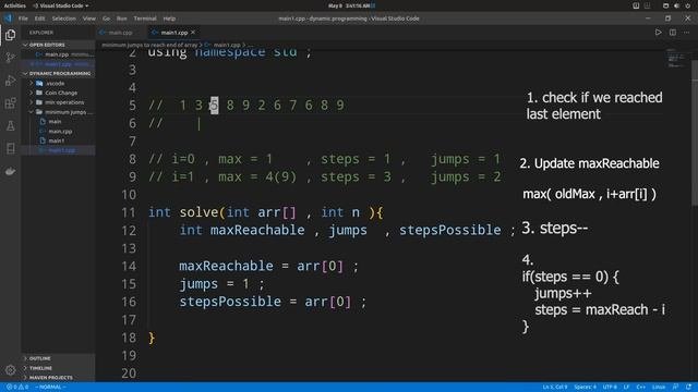 Minimum Jumps To End Of Array | Optimal O(1) Space O(N) Time Approach |Dynamic Programming |??