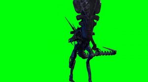 Alien Queen Attacking Green Screen 3D