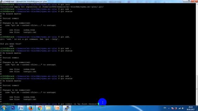 Индексирование Коммит Проверка статуса Git смотреть онлайн