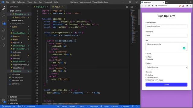 How to create Signup / Registration form in React | Handling Forms in React смотреть онлайн