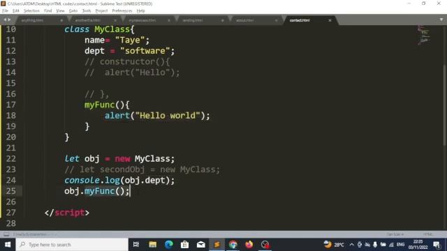 JavaScript classes and constructor