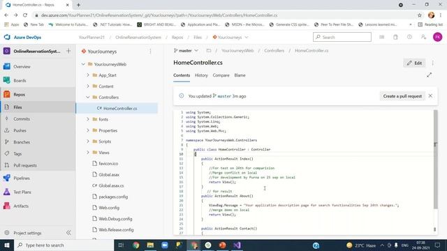12 Azure Repos - Git Operations Commit, Push, Pull, Sync Merge and Branch creation