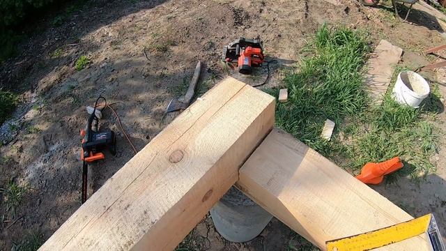 Обвязка столбчатого фундамента БРУСОМ. Каркасный дом своими руками ч2. смотреть онлайн