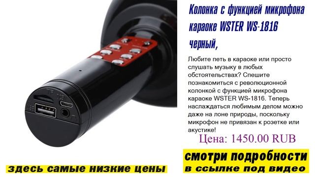 Колонка с функцией микрофона караоке WSTER WS-1816 черный, обзор достоинств смотреть онлайн