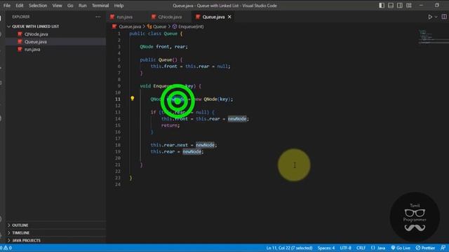 Queue With Linked List in Java | Dynamic Queue | Tutorial in Tamil | Tamil Programmer