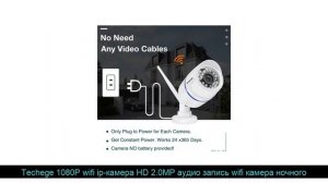 Techege 1080P wifi ip-камера HD 2.0MP аудио запись wifi камера ночного видения TF слот для карт