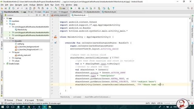 Creating Share Button In Android App (Kotlin) - Android Studio Tutorial