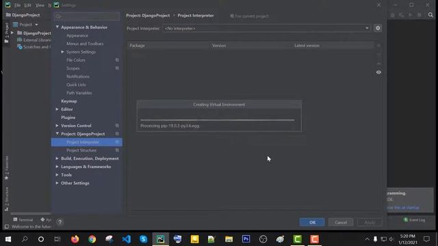 Python install and create django project