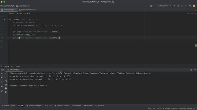 Python Tutorial - 4 : How to declare Array in Python | Arrays in Python | Python Array |