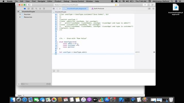 || SECTION 2 || : 2.2.9 Enumeration & Tuple in Swift