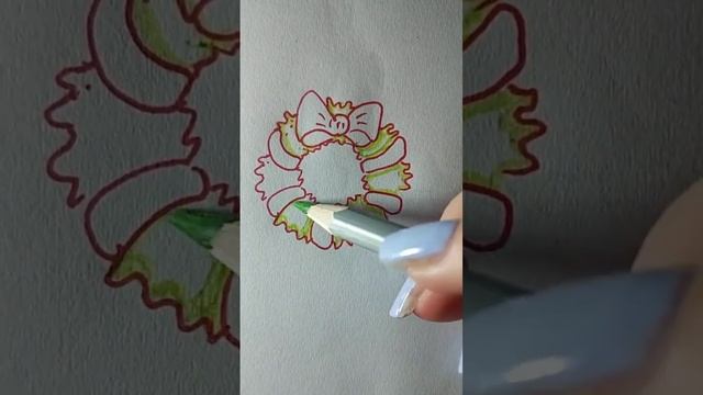 how to draw a Christmas wreath cute. ❤ Christmas wreath drawing