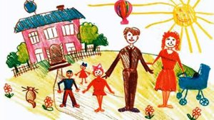 Детские рисунки на тему "Моя семья".