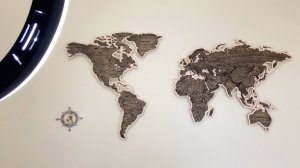 Интерьерная карта мира на стену, настенная карта мира, панно настенное