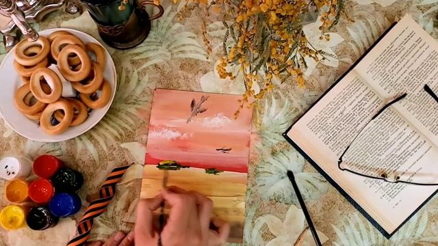 Мастер - класс "Открытка ко Дню Победы" в правополушарной технике. Рунцова Анастасия. смотреть онлайн