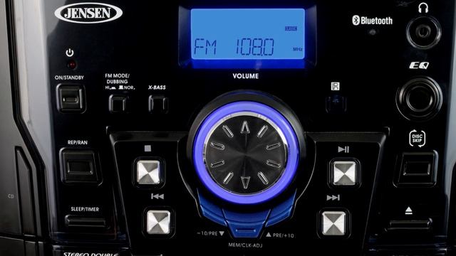 Jensen JMC-1250 Bluetooth 3-Speed Stereo Turntable 3 CD Changer Music System with Dual Cassette Dec смотреть онлайн