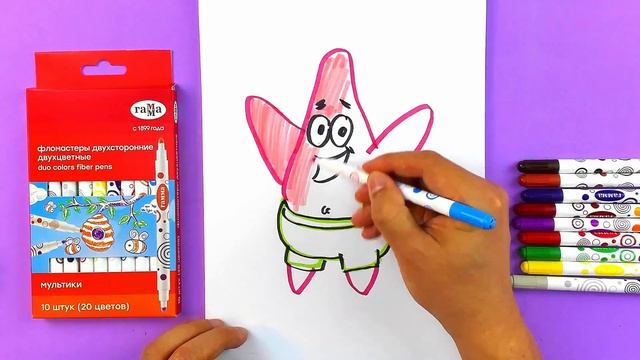 Рисуем ПАТРИКА из мультика Спанч Боб - уроки рисования для детей смотреть онлайн