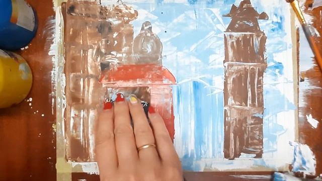 Рисуем интерьерную картину, Лондон. Рисуем городской пейзаж. Как нарисовать Англию. смотреть онлайн