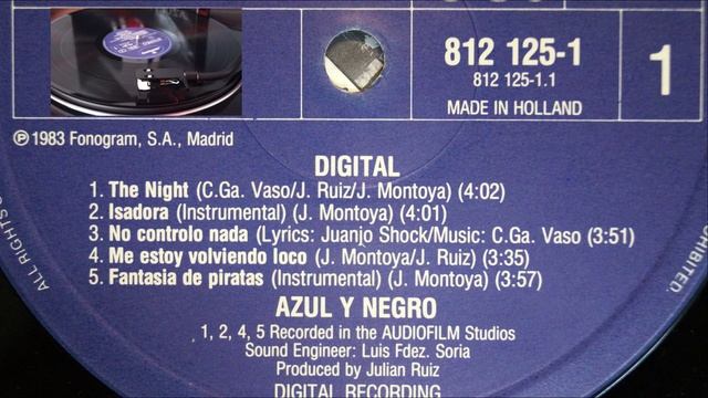 Isadora - Azul y Negro 1983 Digital Vinyl Disk 4K Instrumental Dance