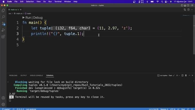 Rust Programming Tutorial #24 - compound data types | tuples