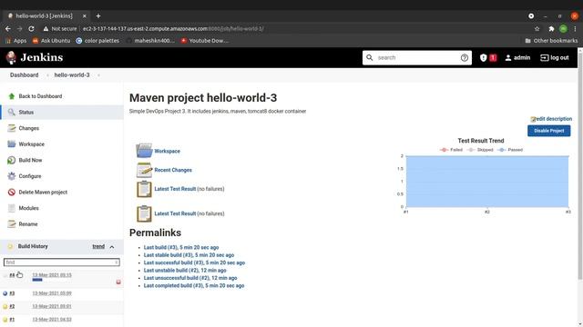 DevOps simple project 3 | Jenkins - Maven -  docker - tomcat8