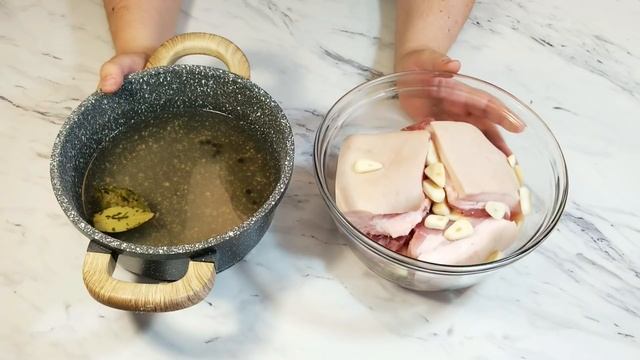 "Зимняя сказка"Сало в рассоле по деревенски.