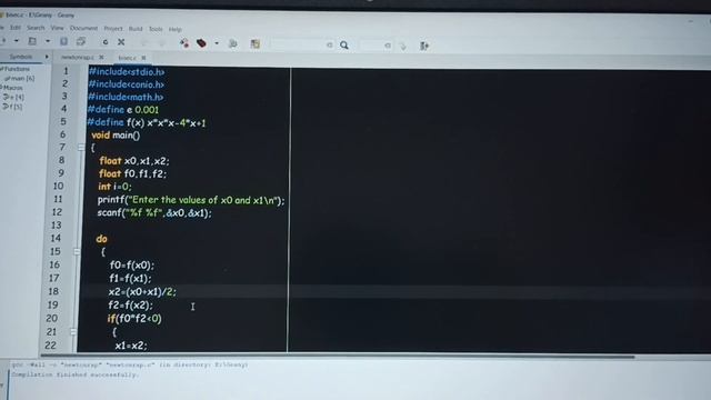 Find the roots by Bisection method using C programm !!
