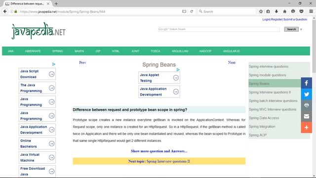 Difference between request and prototype bean scope in spring?
| javapedia.net смотреть онлайн