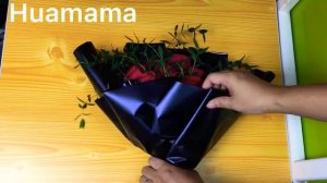 How to wrap a rose bouquet with black wrapper - Korean Style