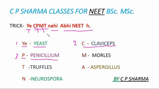 Ascomycetes examples trick  neet tricks  Biology tricks  science gk tricks by c p sharma classes