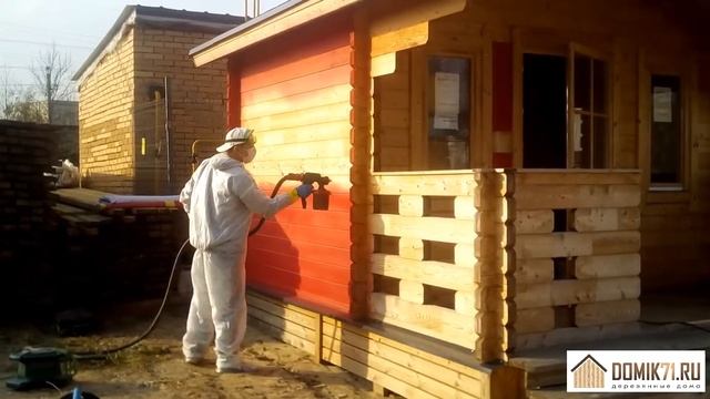 Покраска деревянного дома в Туле