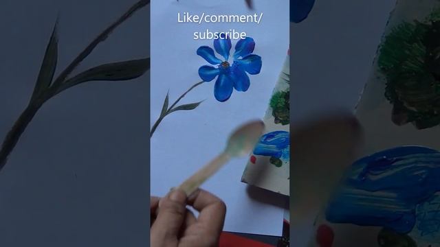 #shorts l Easy trick to paint One stroke Flower l Spoon Painting Technique